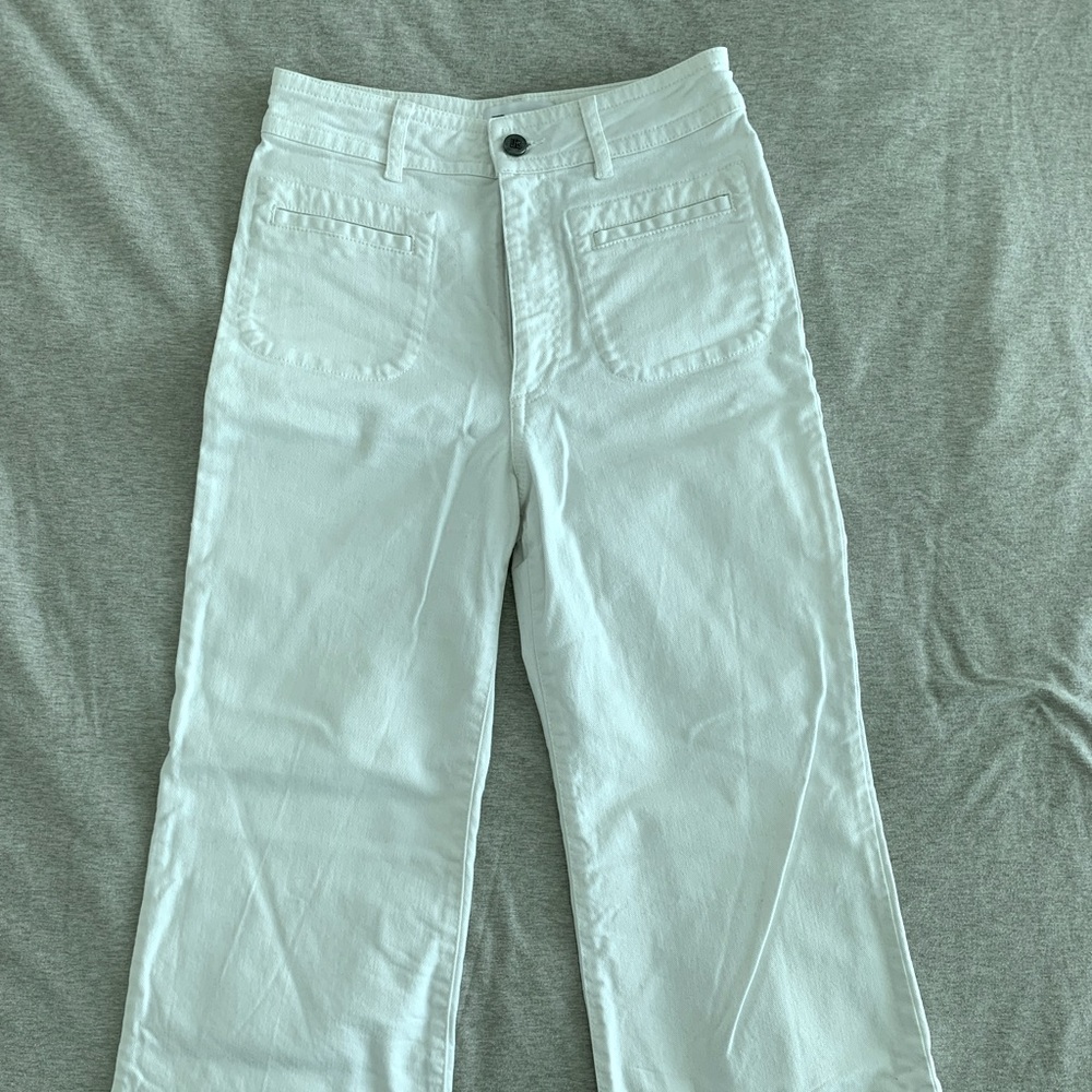 Rouje Swan jeans FR36 white cropped high-waist flare leg